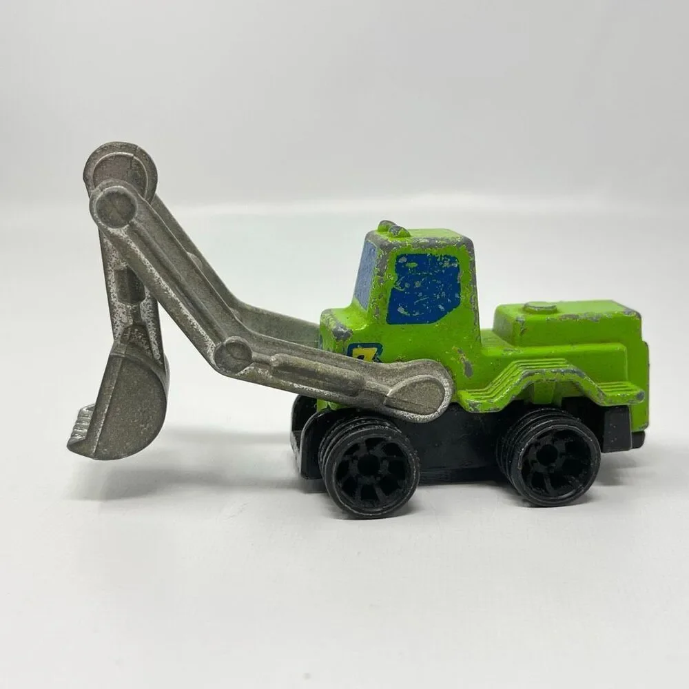 Vintage Mattel Hong Kong 1979 Diecast Metal Backhoe Construction Vehicle Green